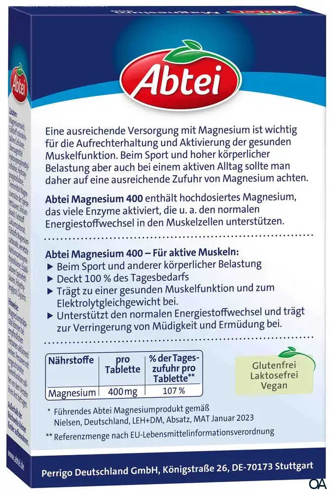 Abtei Magnesium 400 Tabletten