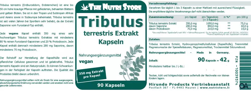 The Nutri Store Tribulus terrestris Extrakt Kapseln