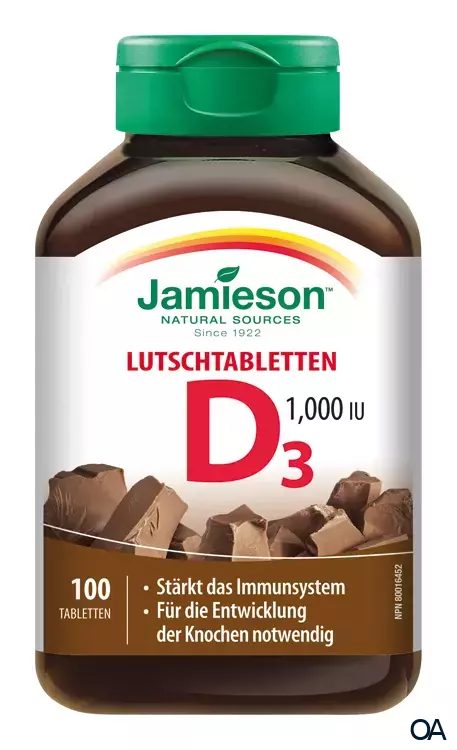 Jamieson Vitamin D3 1000 IU Schokolade Tabletten
