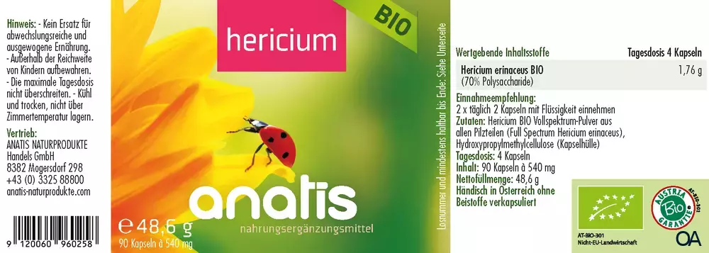 anatis Hericium Pilz BIO Kapseln