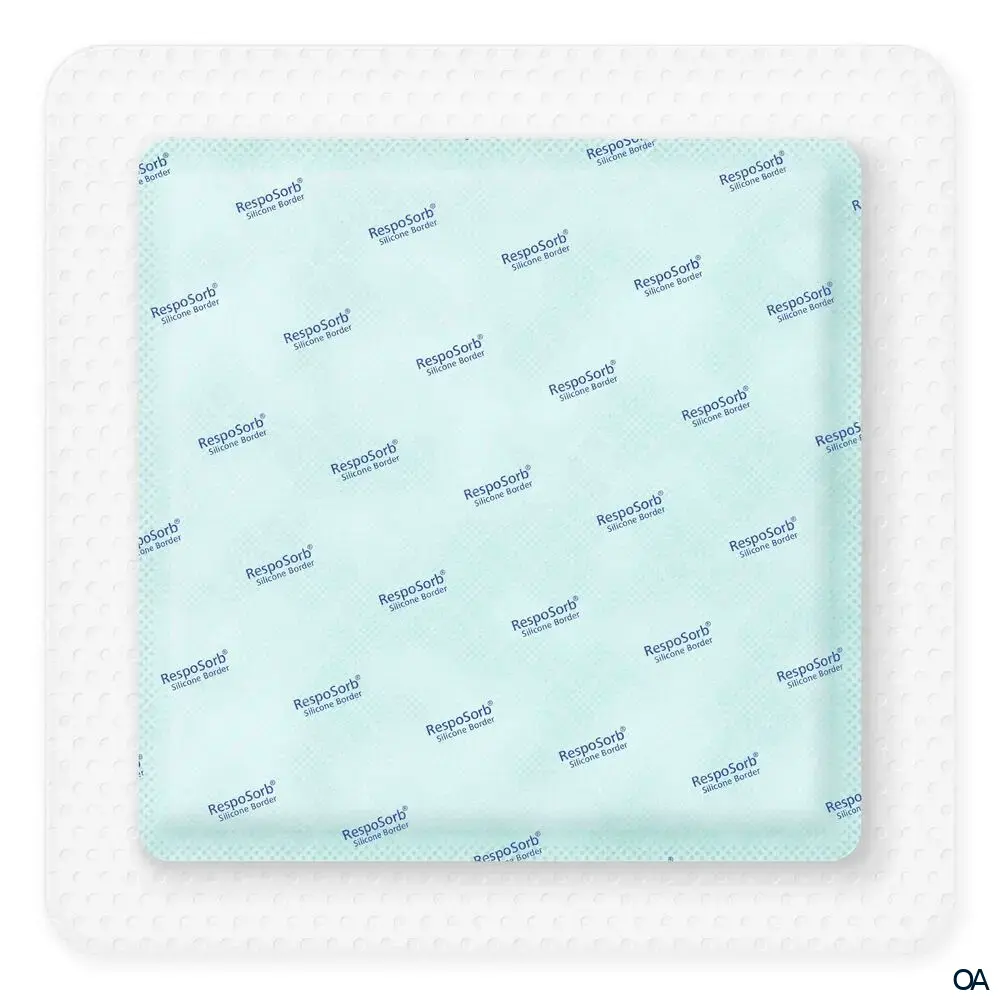 RespoSorb® Silicone Border selbsthaftende superabsorbierende Saugkompresse mit Silikonwundkontaktschicht steril, 20 x 20 cm