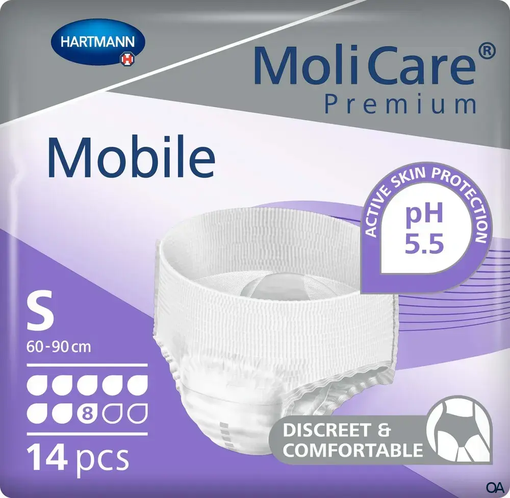 MoliCare® Premium Mobile 8 Tropfen Inkontinenz-Einweghosen, Größe S, 60-90 cm