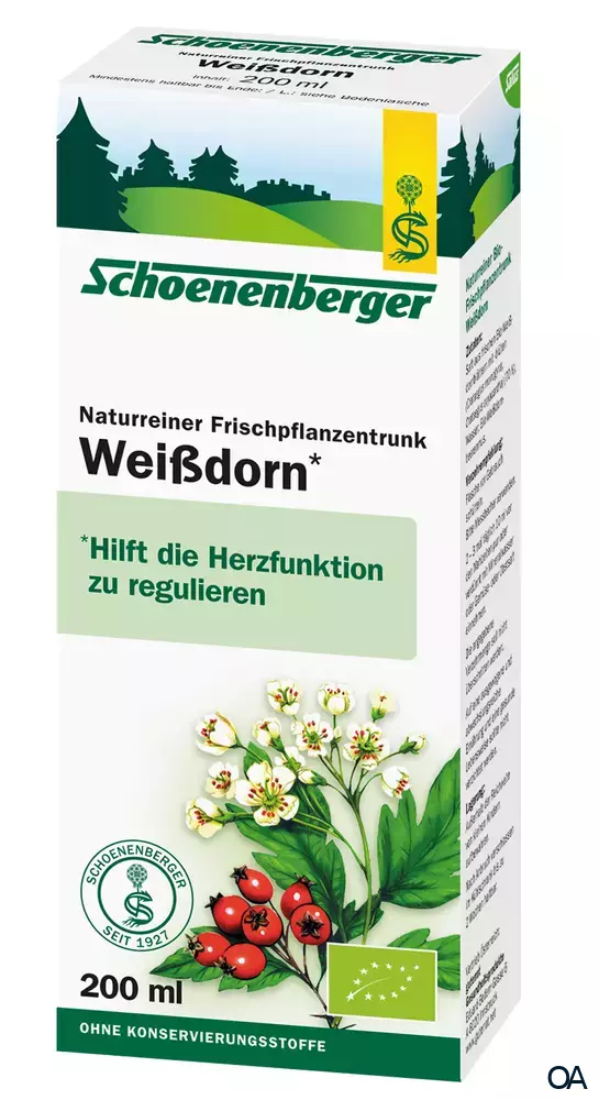Schoenenberger Weißdorn Naturreiner Frischpflanzentrunk (BIO)