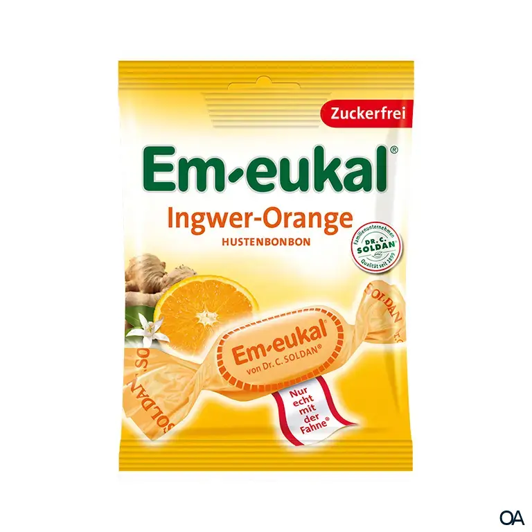 Em-Eukal Orange Ingwer Hustenbonbons, zuckerfrei