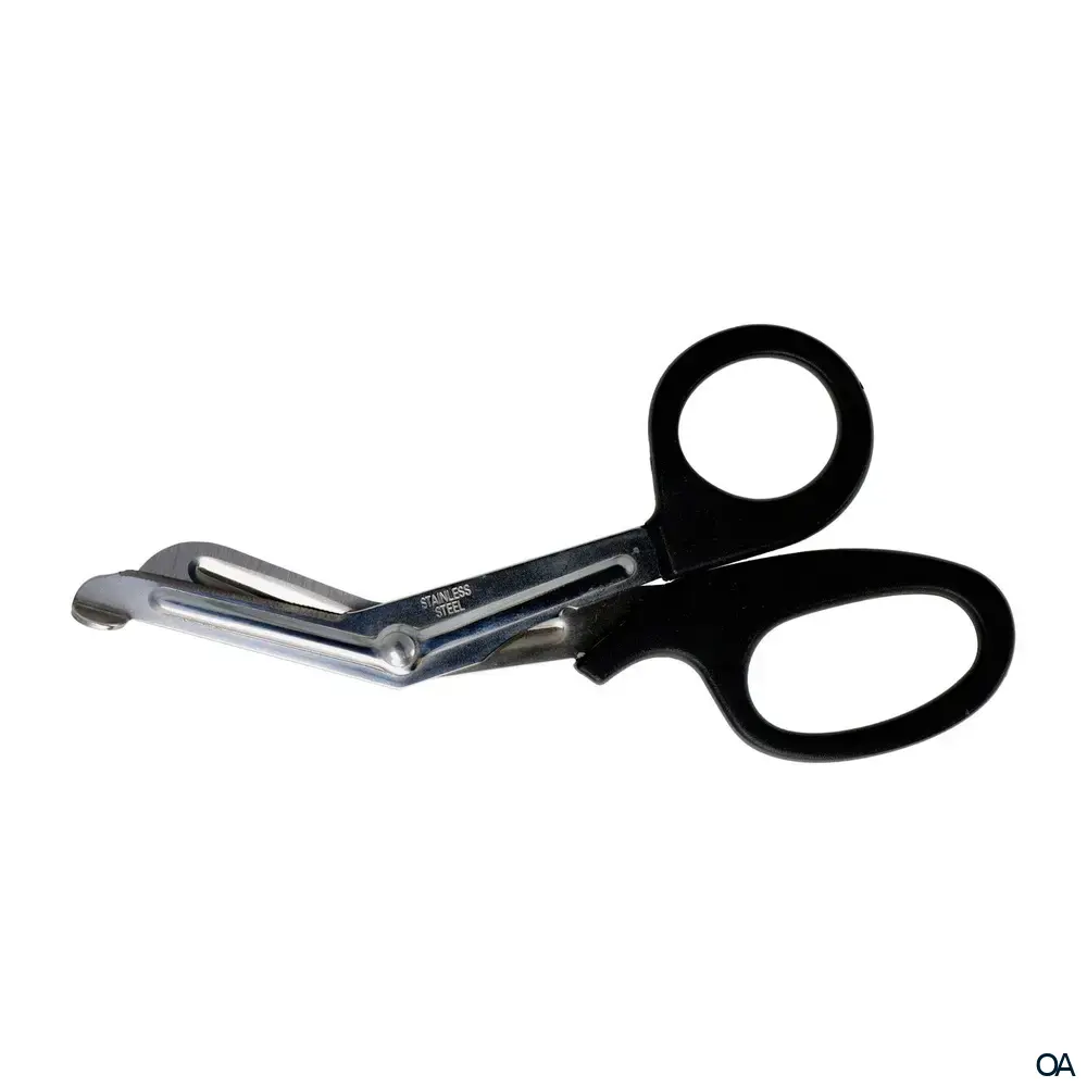 Verbandschere ÖNORM K2121, 18,5 cm, Plastikgriff, kniegebogen, rostfrei, CE-Zeichen