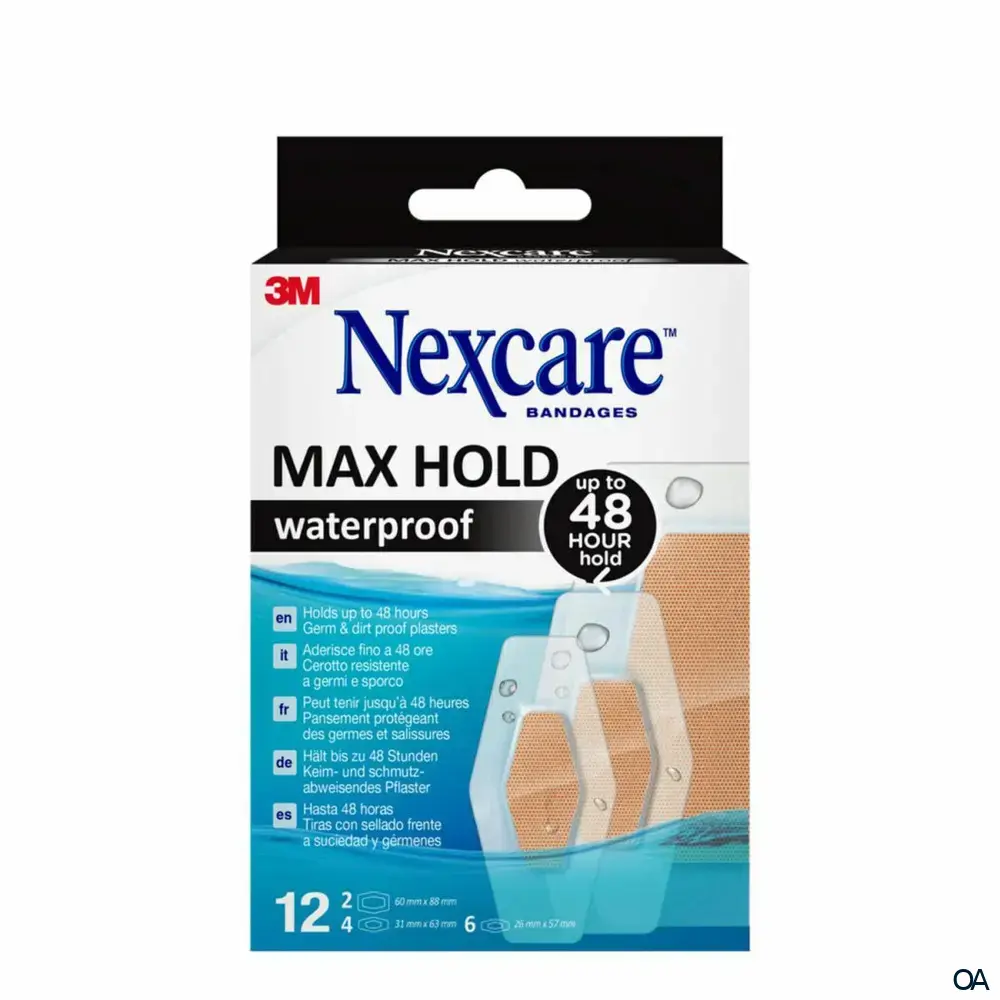 3M Nexcare™ Max Hold Waterproof Pflaster, 3 Größen assortiert