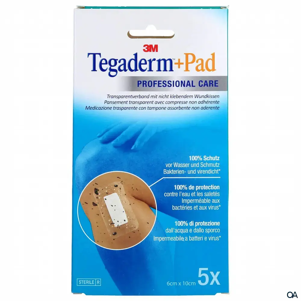 3M Tegaderm + Pad Transparentverband mit nicht klebender Wundauflage 6 x 10 cm, 3584NP