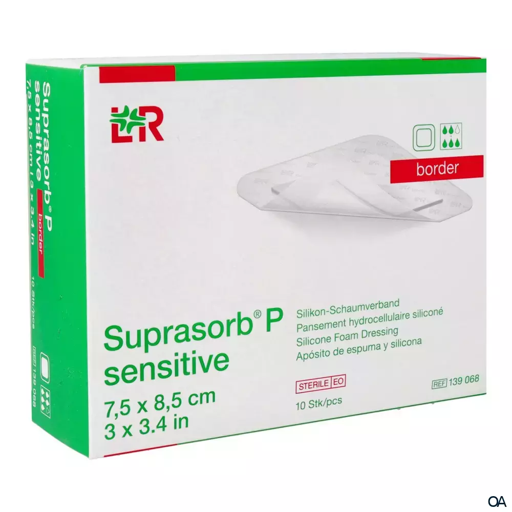 Suprasorb® P sensitive border Silikon-Schaumverband steril, 7,5 x 8,5 cm