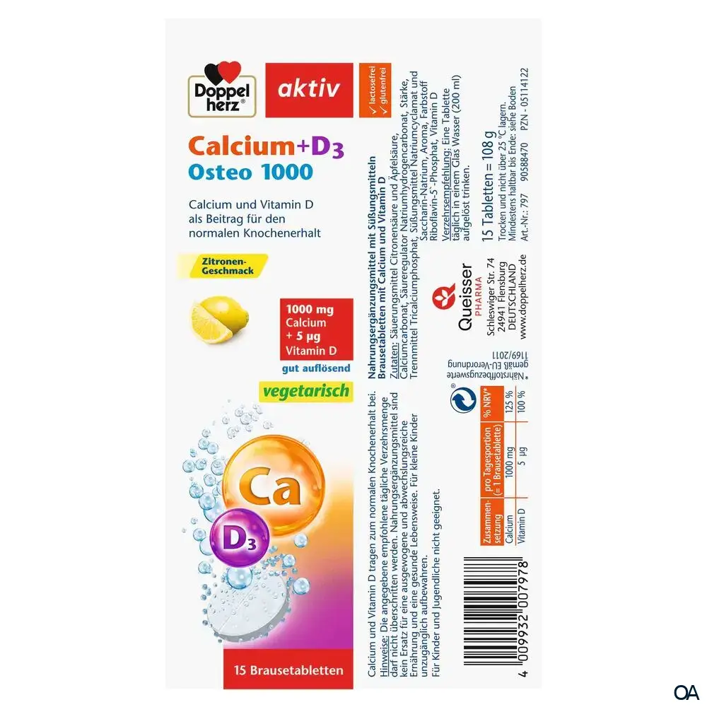 Doppelherz aktiv Calcium + D3 Osteo 1000 Brausetabletten