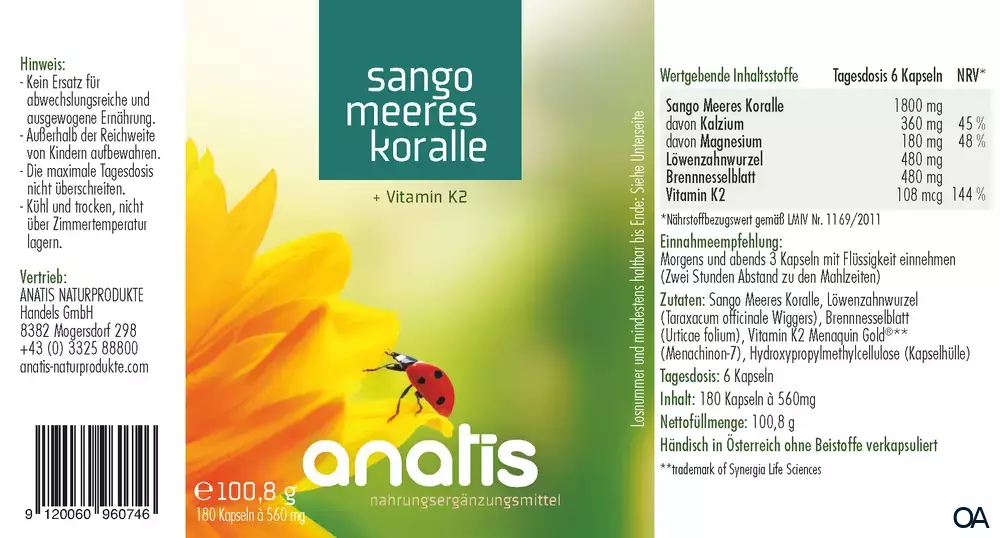 anatis Sango Meeres Koralle Kapseln
