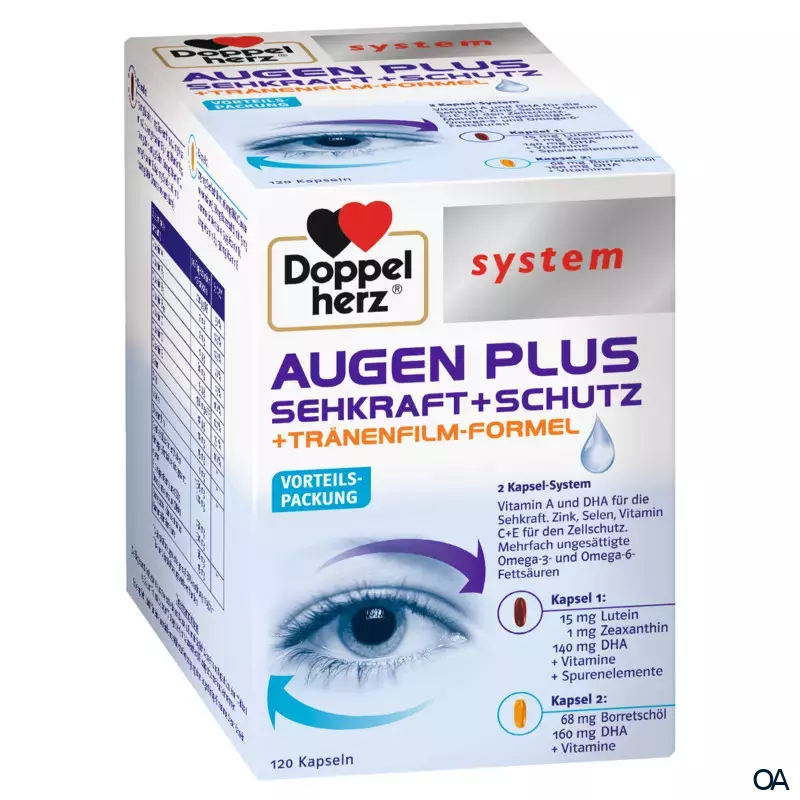 Doppelherz system AUGEN PLUS SEHKRAFT + SCHUTZ + Tränenfilm-Formel Kapseln