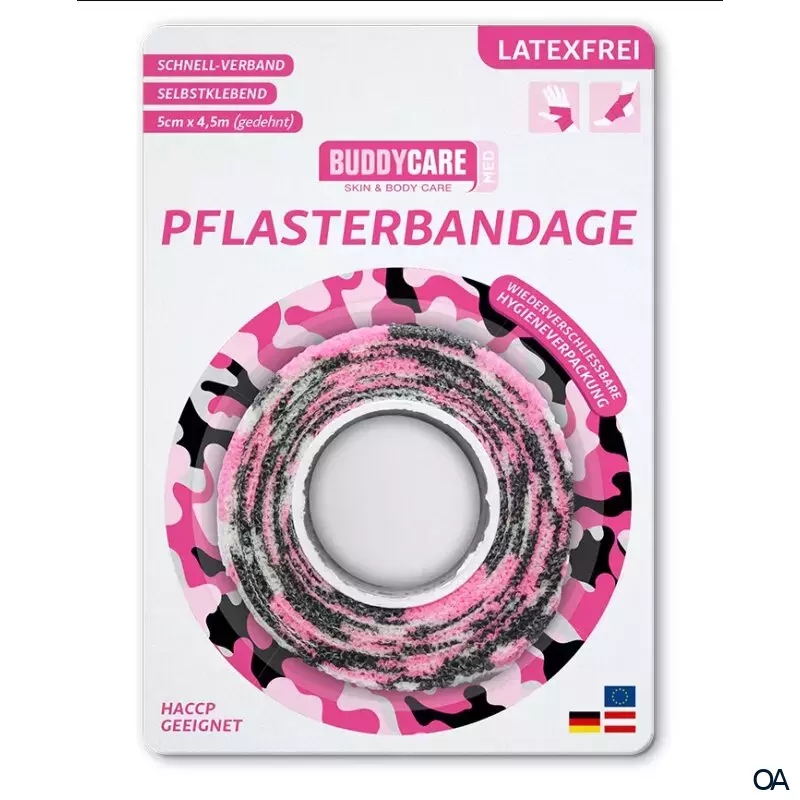 BUDDYCARE® MED Pflasterbandage Camouflage Pink 5 cm x 4,5 m