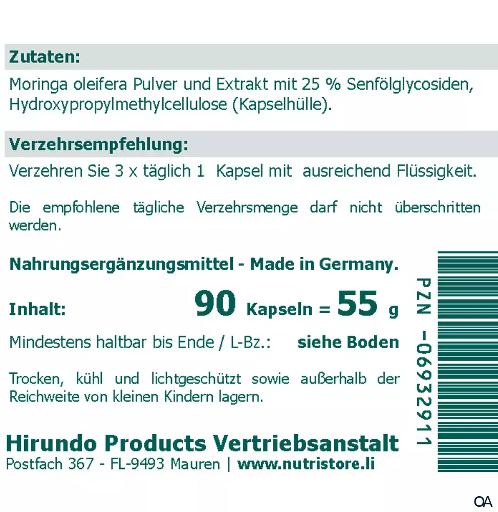 The Nutri Store Moringa 500 mg Kapseln