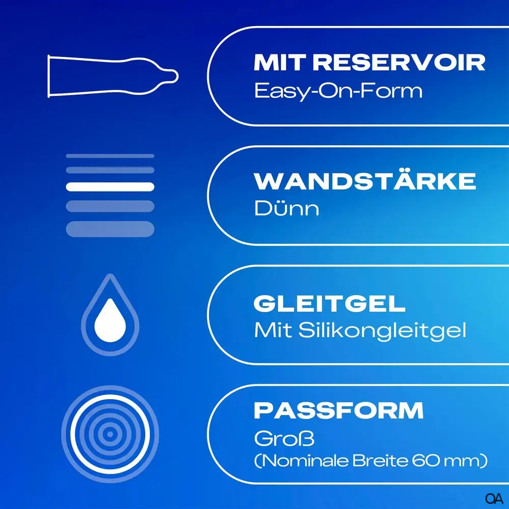 Durex Gefühlsecht Extra Gross XXL Kondome, Ø 60mm, 220mm