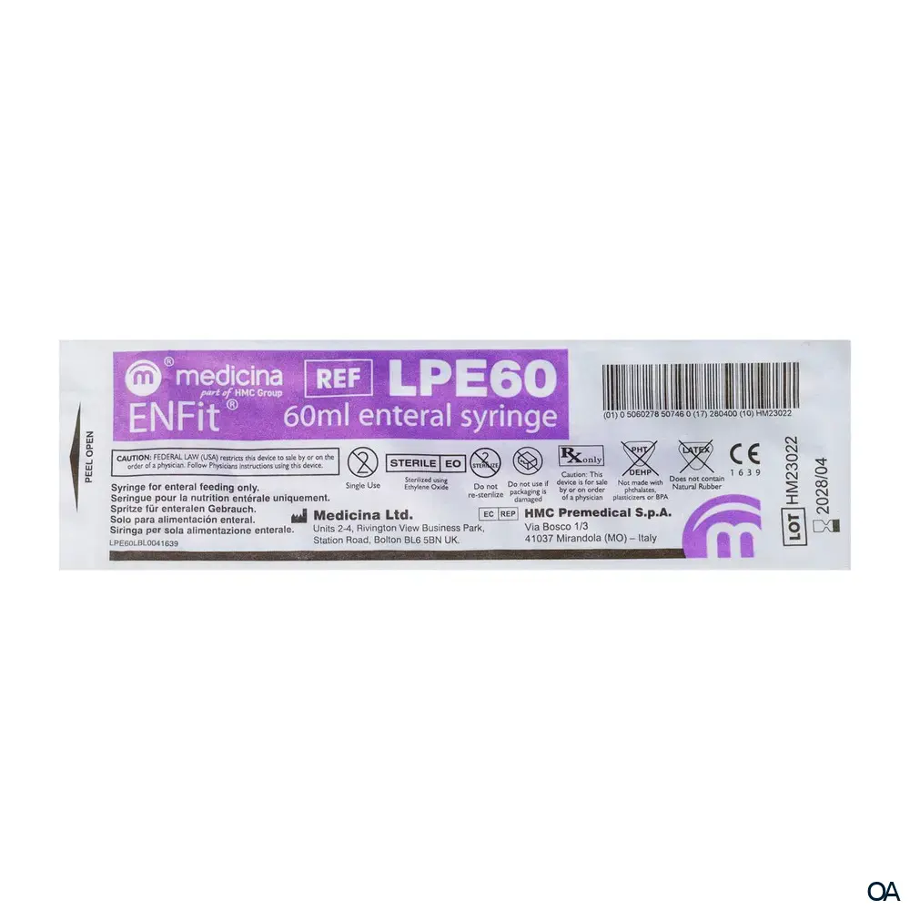 medicinia ENFit™ Sicherheitsspritze für enteralen Gebrauch 60 ml - LPE60