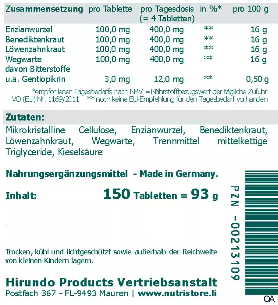 The Nutri Store Bitterstoff Presslinge