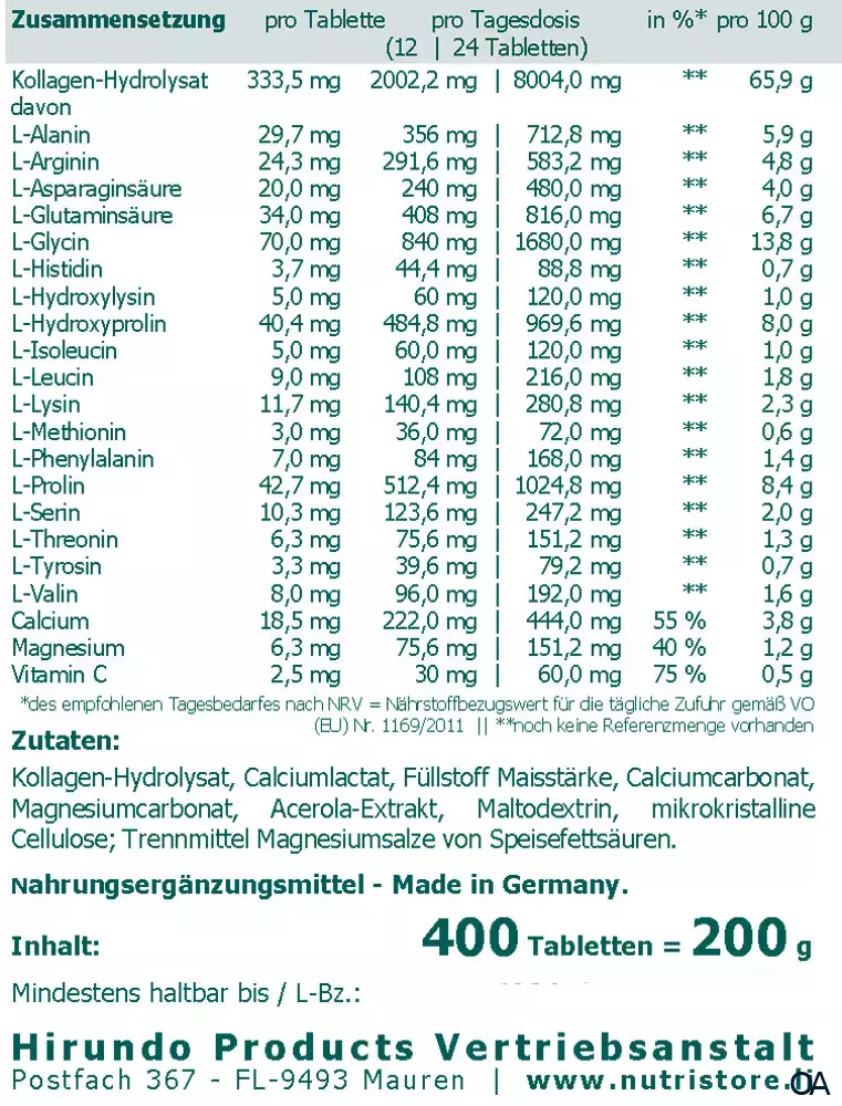 The Nutri Store Kollagen Hydrolysat plus Tabletten