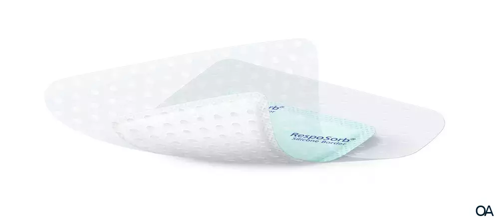 RespoSorb® Silicone Border selbsthaftende superabsorbierende Saugkompresse mit Silikonwundkontaktschicht steril, 12,5 x 12,5 cm