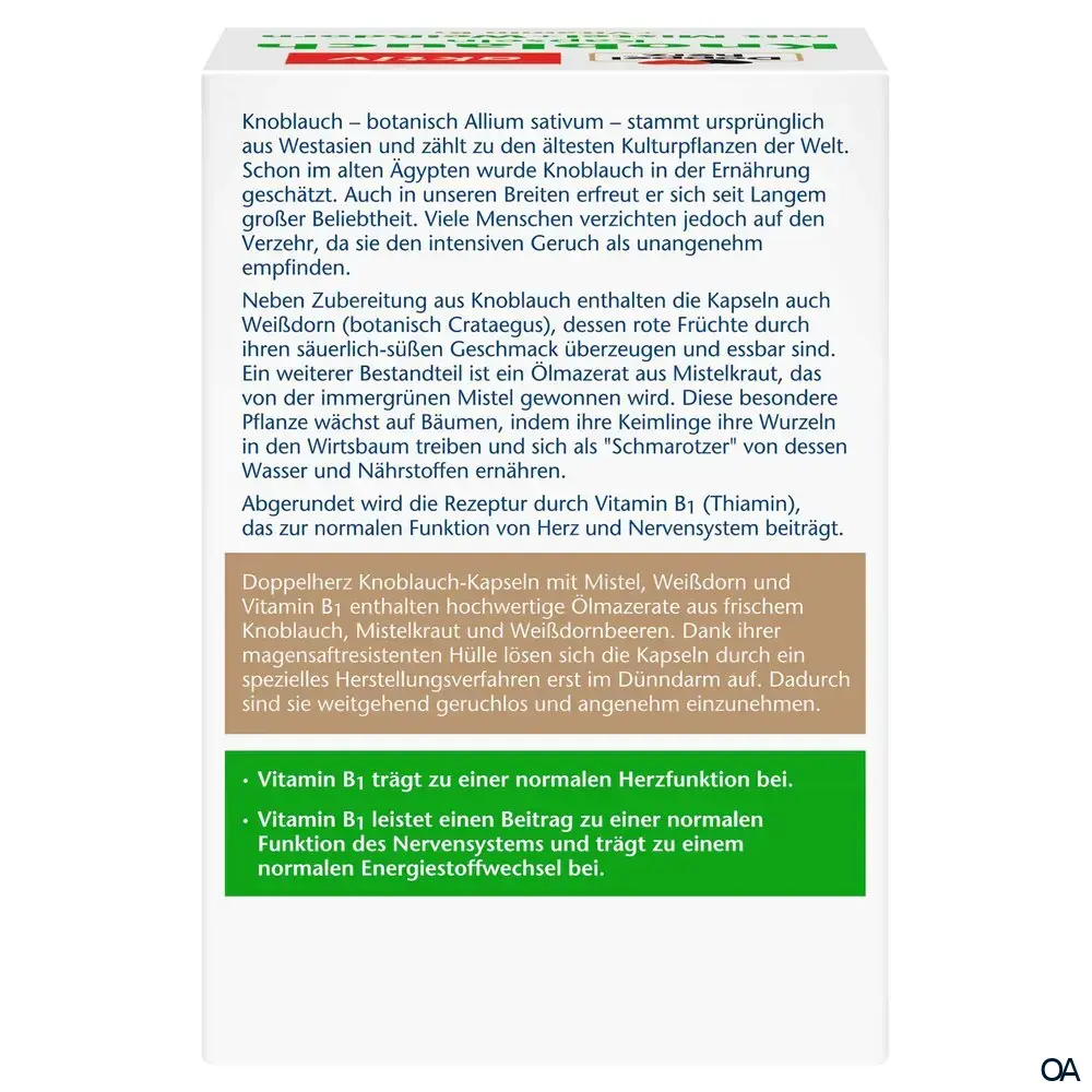 Doppelherz aktiv Knoblauch Kapseln mit Mistel + Weißdorn + Vitamin B1