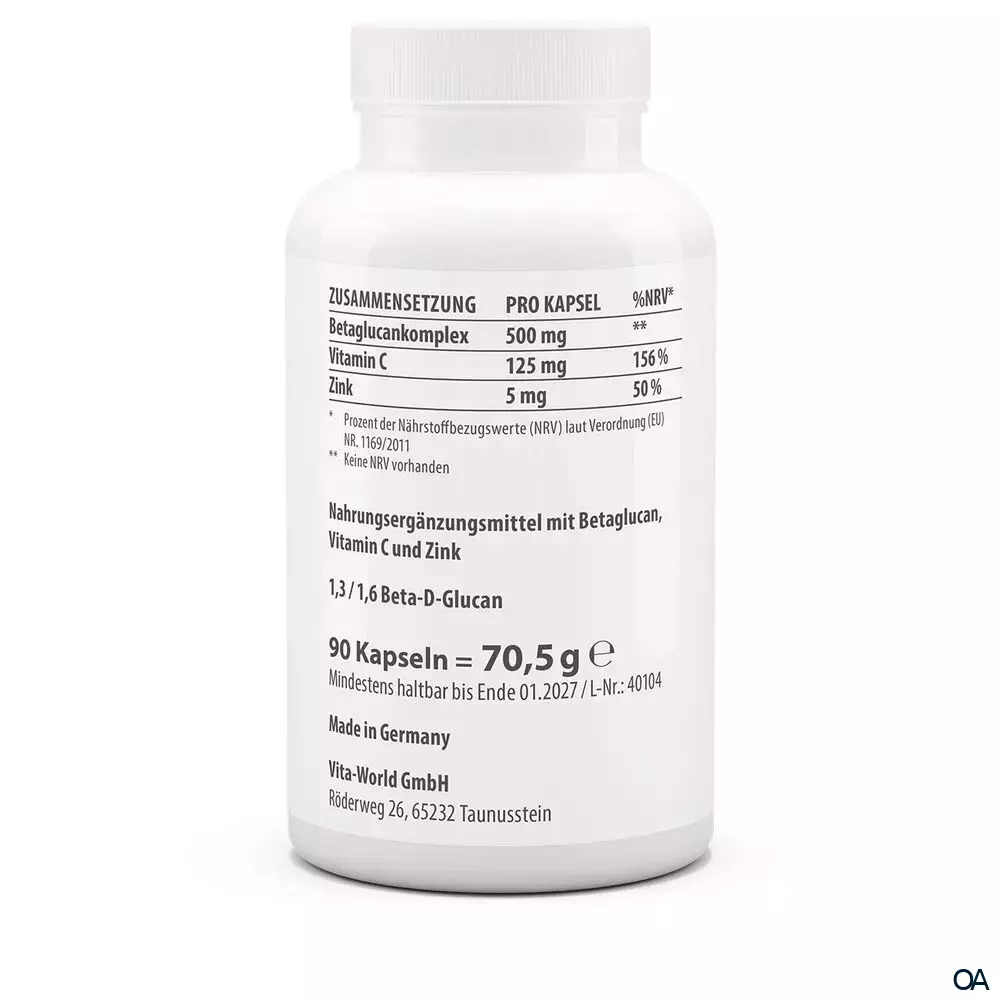 Vitaworld Betaglucan 500 mg Kapseln