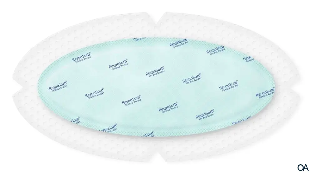 RespoSorb® Silicone Border Oval selbsthaftende superabsorbierende Saugkompresse mit Silikonwundkontaktschicht steril, 12 x 23 cm