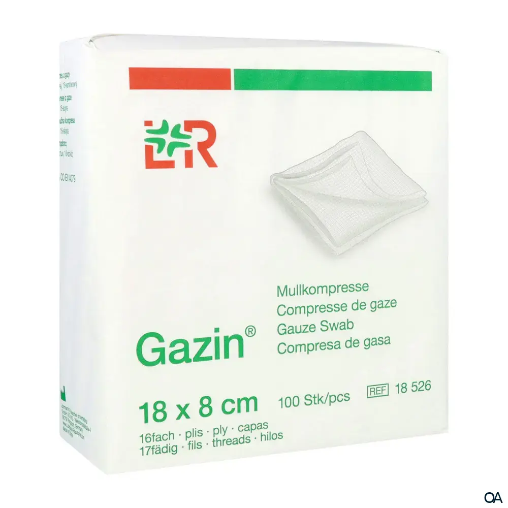 Gazin® Mullkompressen unsteril, 17-fädig, 16-fach, 18 x 8 cm