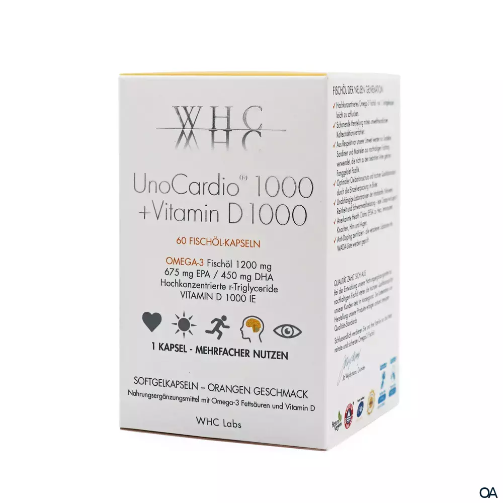 WHC UnoCardio® 1000 + Vitamin D 1000 Softgel-Kapseln