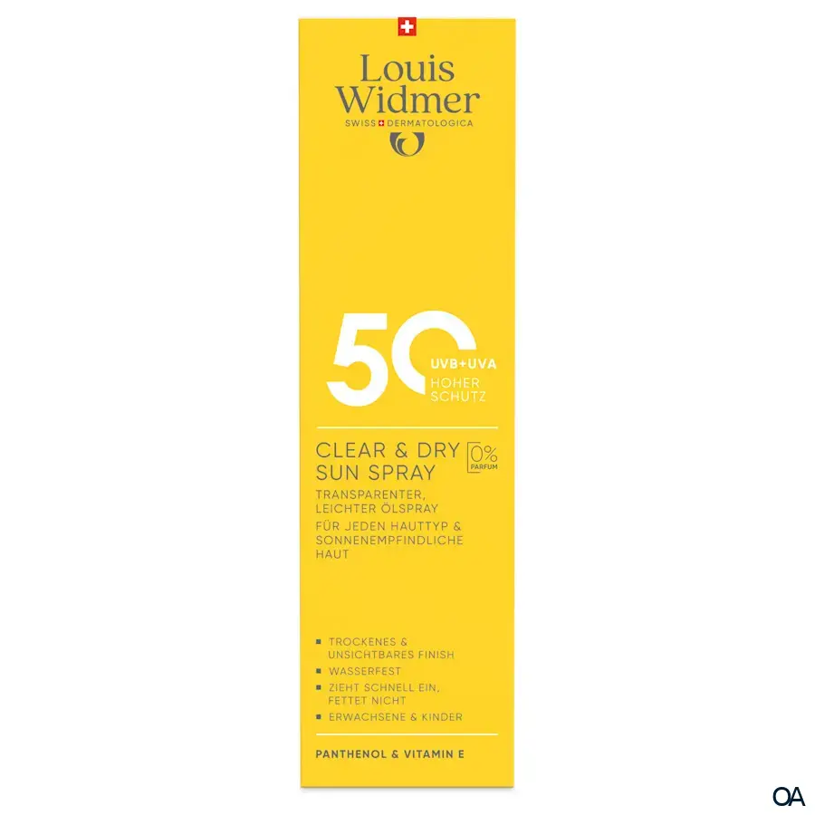 Louis Widmer suncare Clear & Dry Sun Spray 50 - Transparenter, leichter Ölspray - ohne Parfum