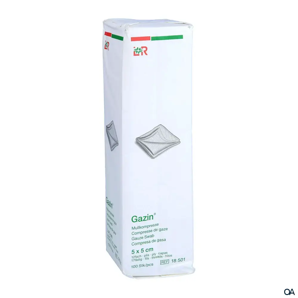 Gazin® Mullkompressen unsteril, 17-fädig, 12-fach, 5 x 5 cm