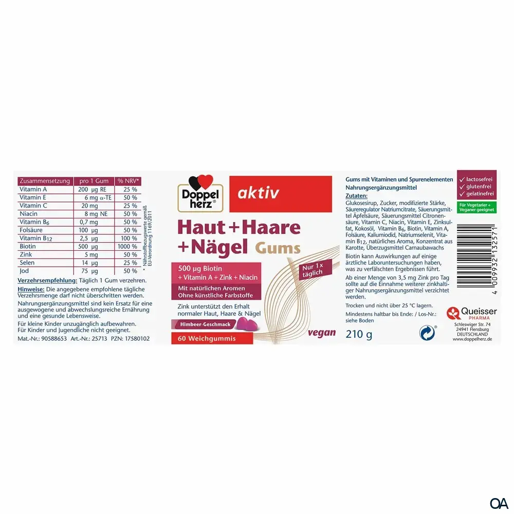 Doppelherz aktiv Haut + Haare + Nägel Gums